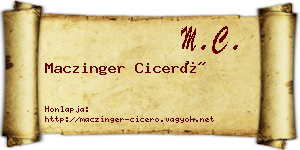 Maczinger Ciceró névjegykártya